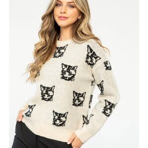 THML Beige and Gray Knit Sweater Size M